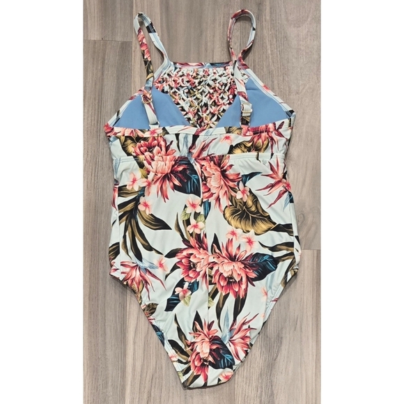 ANTONIO MELANI Floral One Piece Swimsuit - Pink and Green Size 6 - Picture 2 of 8